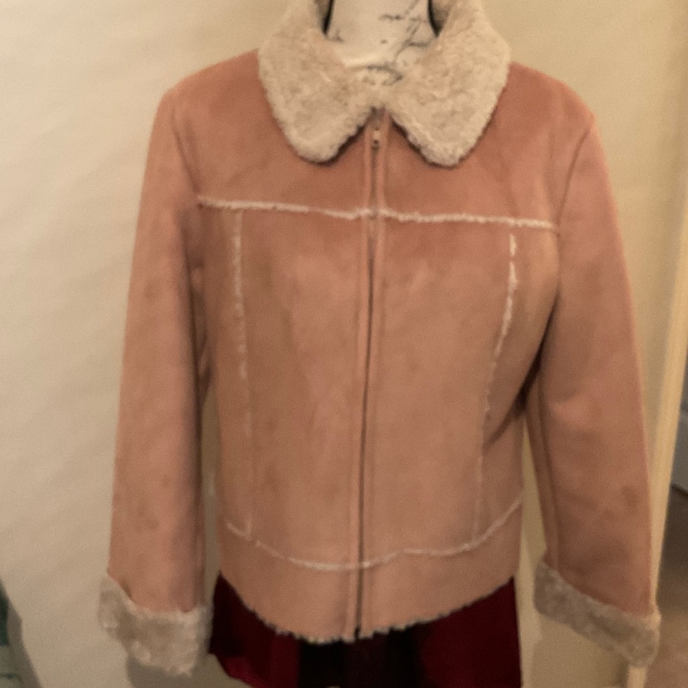 Route 66 Blush Teddy Jacket with Cream Accents